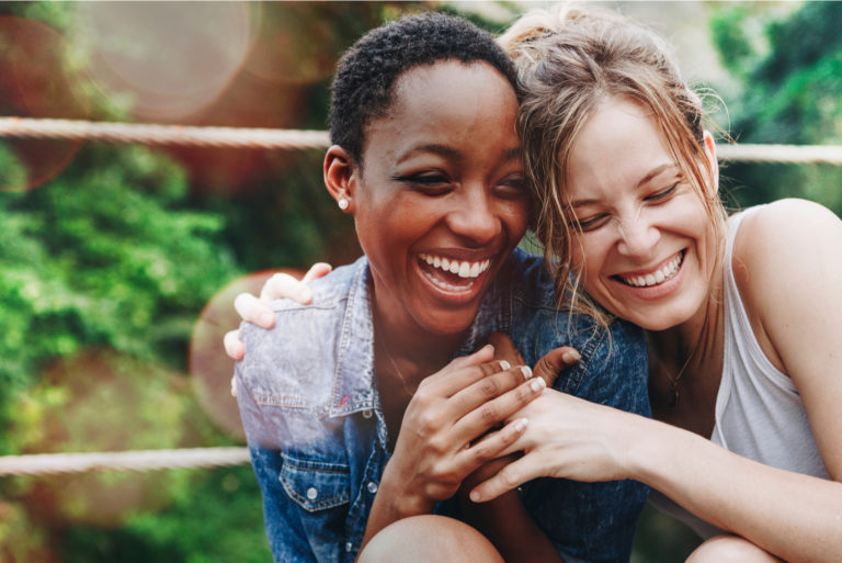 two happy friends