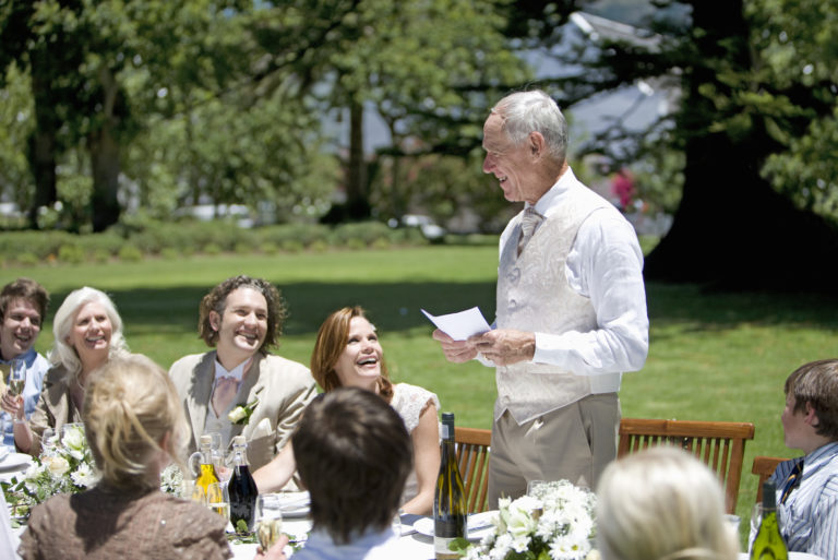 the father climbed on the chair and gave a speech