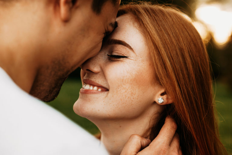 loving couple about to kiss