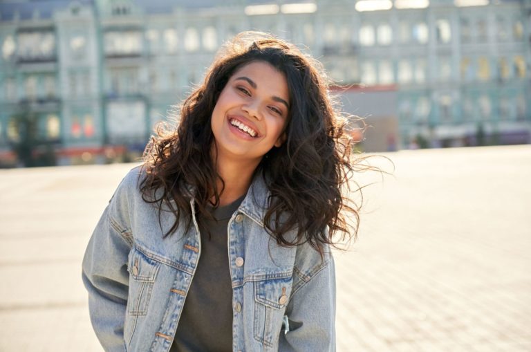 happy young woman smiling