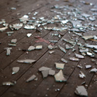 broken glass on floor