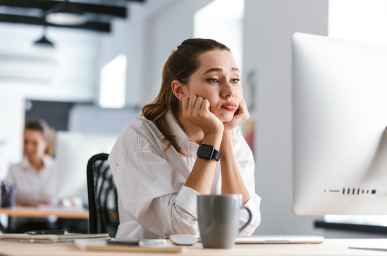 bored woman at work