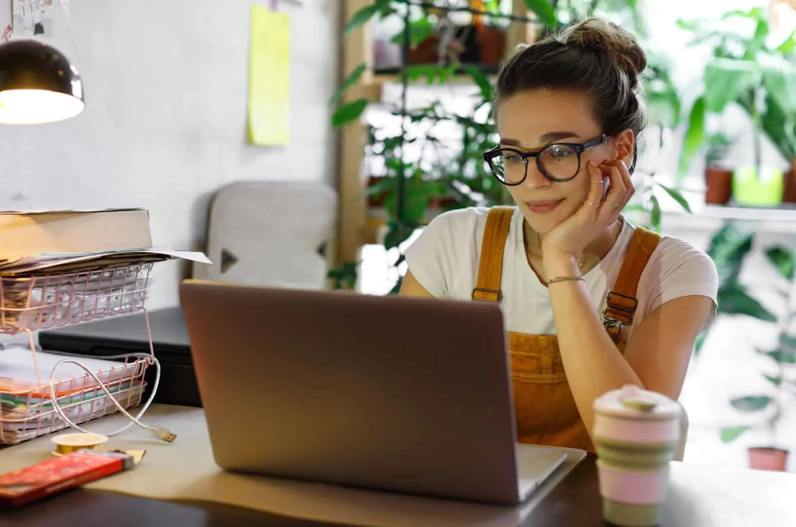 woman using laptop