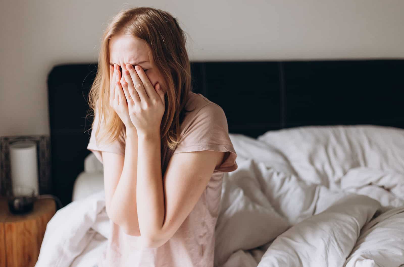 young blonde woman feeling upset