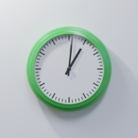 green clock on a white wall