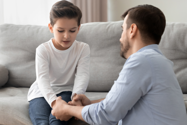 the father talks to the child
