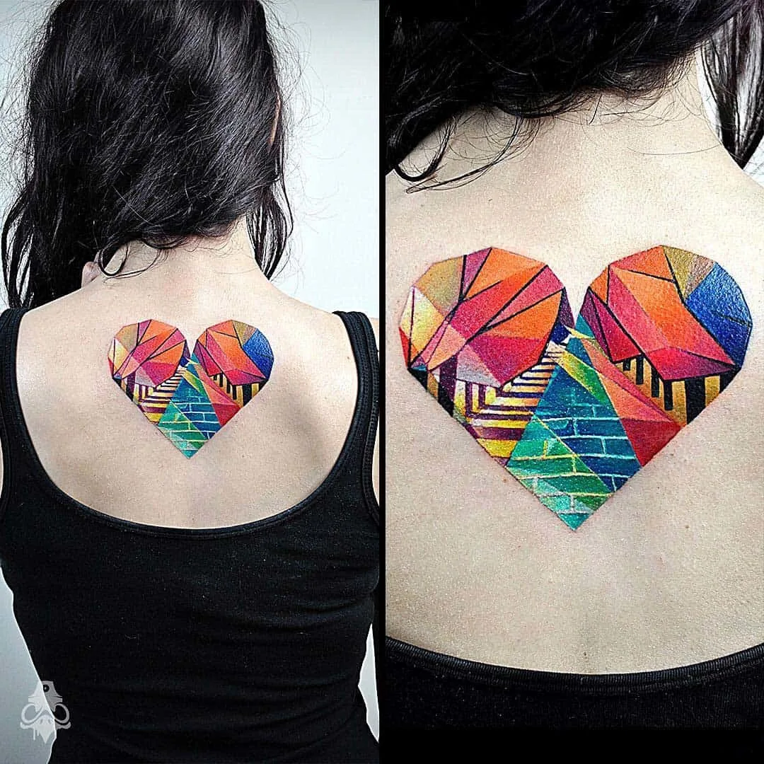 Colorful heart tattoo