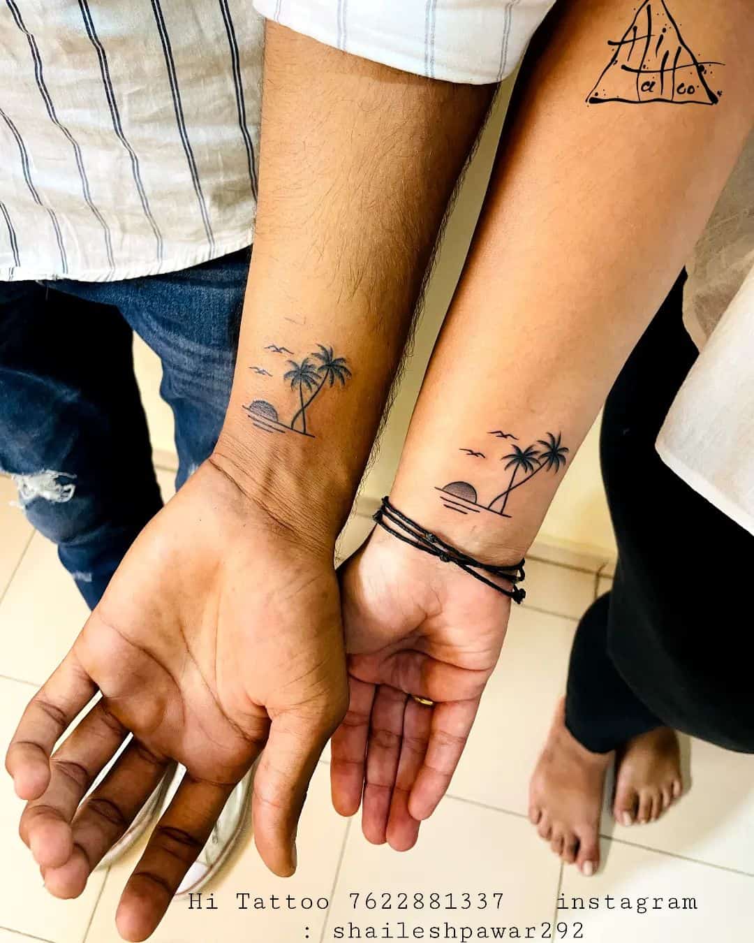 Cool palm matching tattoos