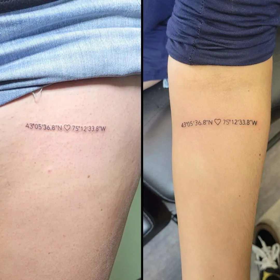 Coordinates matching best friend tattoo idea
