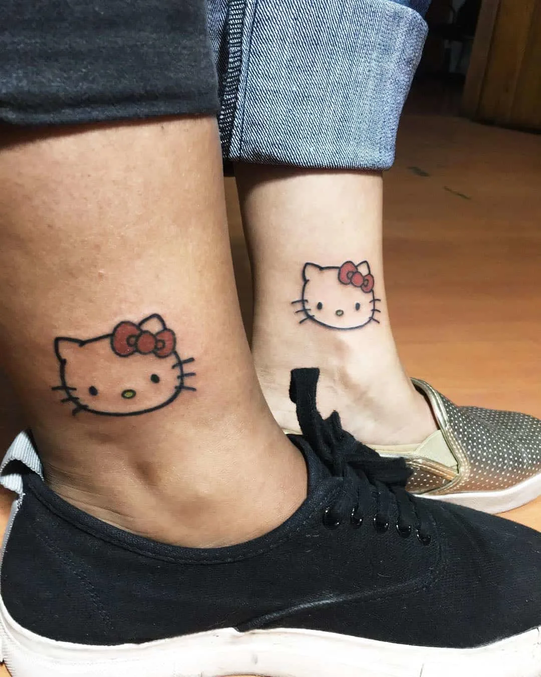 Cute Hello Kitty matching tattoos for girlfriends