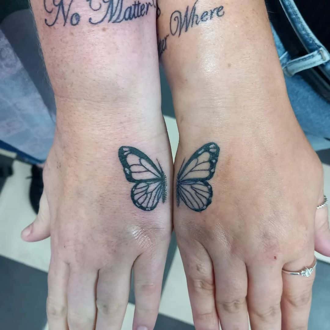 Cutest butterfly tattoo design for long-distance besties