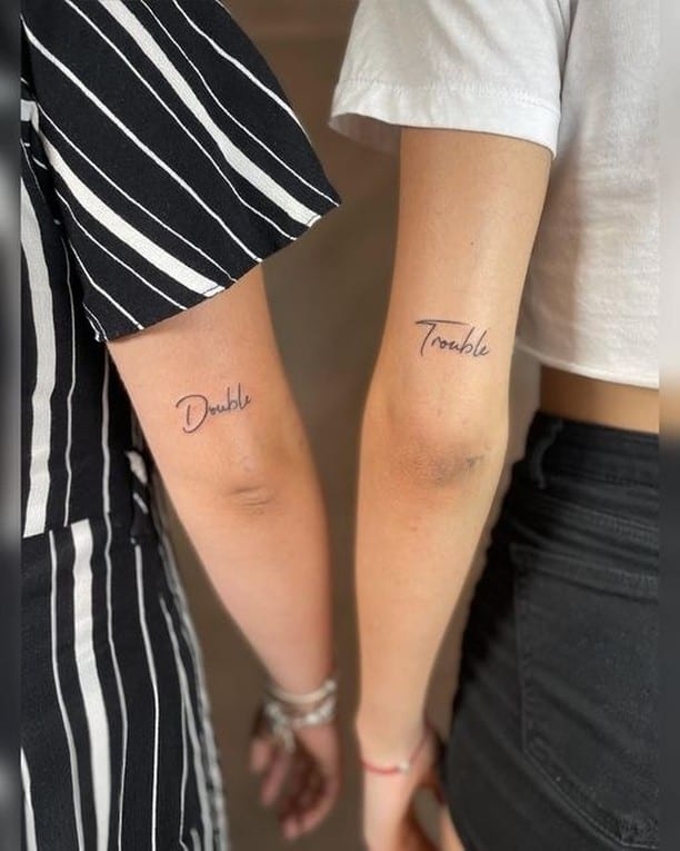 Double trouble unique matching best friend tattoo