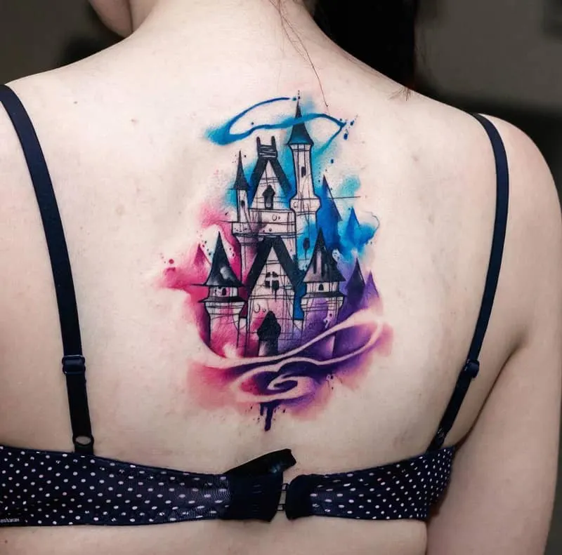Fairy tale castle tattoo