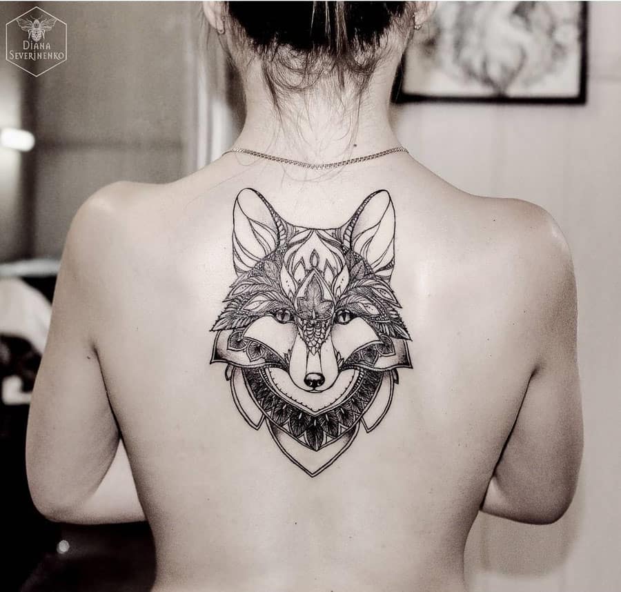 Fox back tattoo