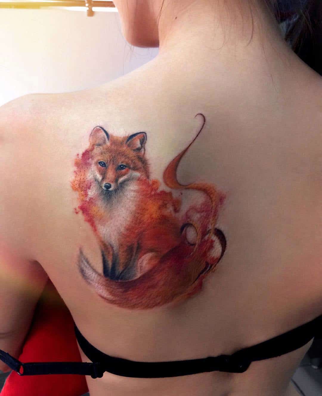 Fox shoulder tattoo
