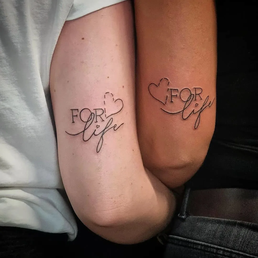 Friends for life matching tattoo example