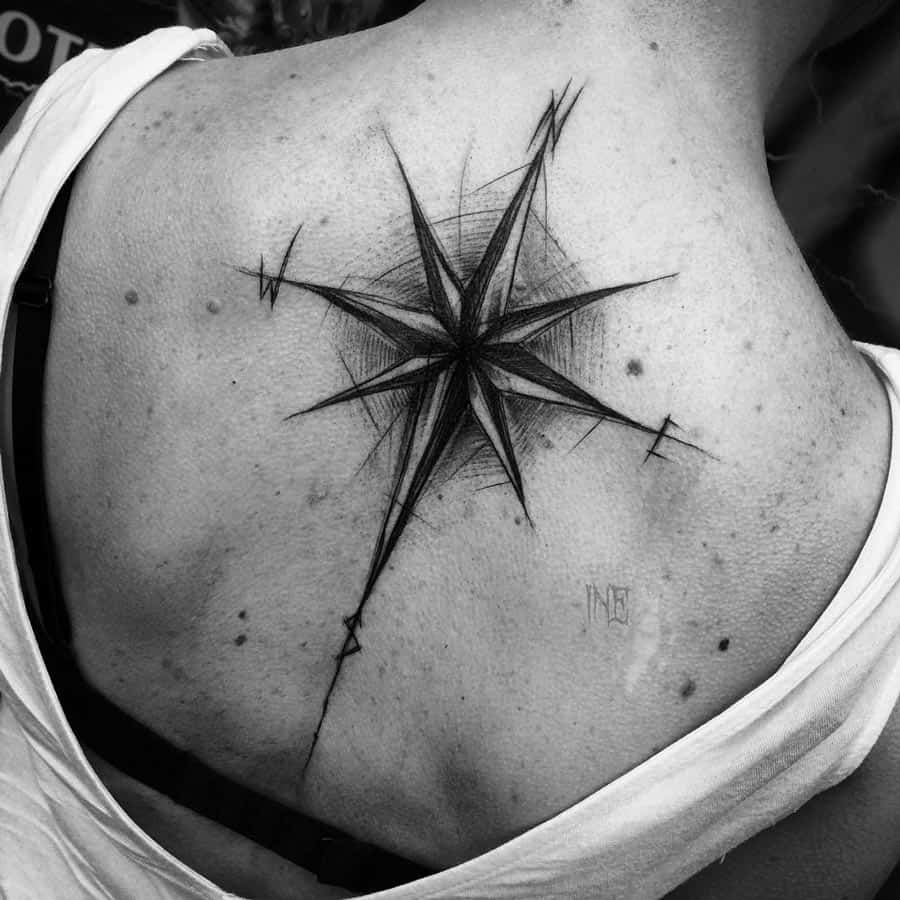 Intense compass tattoo
