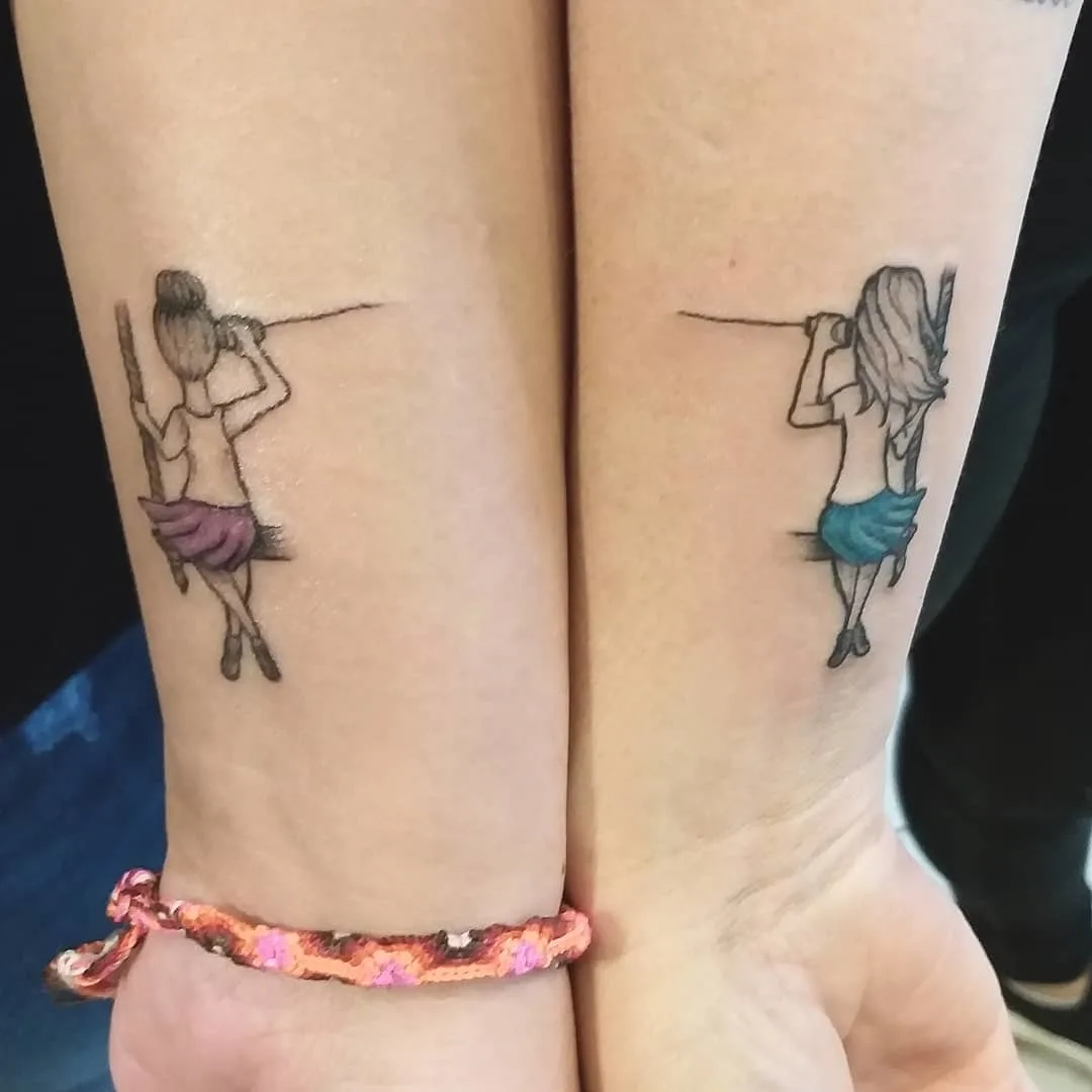 Long-distance besties lovely matching tattoo