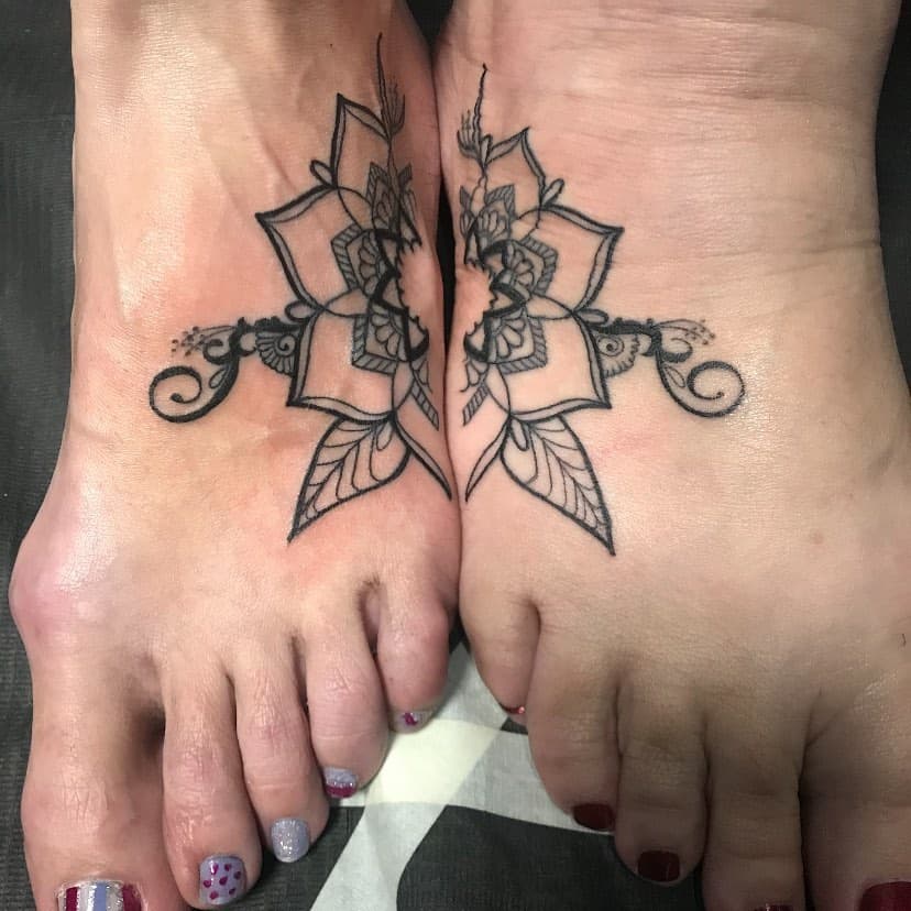 Mandala matching tattoo idea for female friends