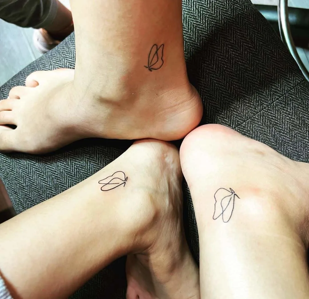 Minimalist butterfly matching 3 best friend tattoo