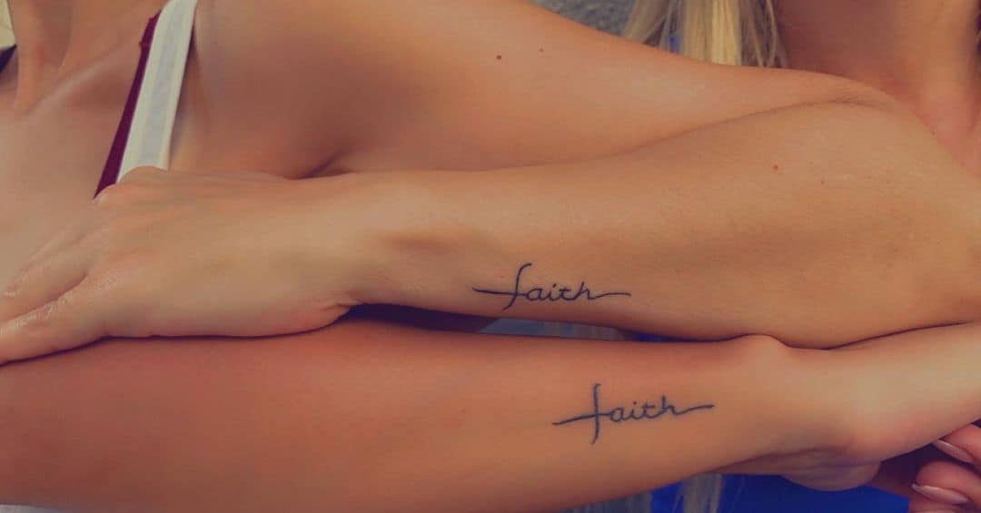 One-word matching tattoo idea for best friends