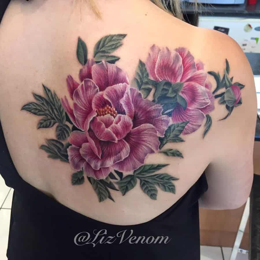 Realistic floral tattoo