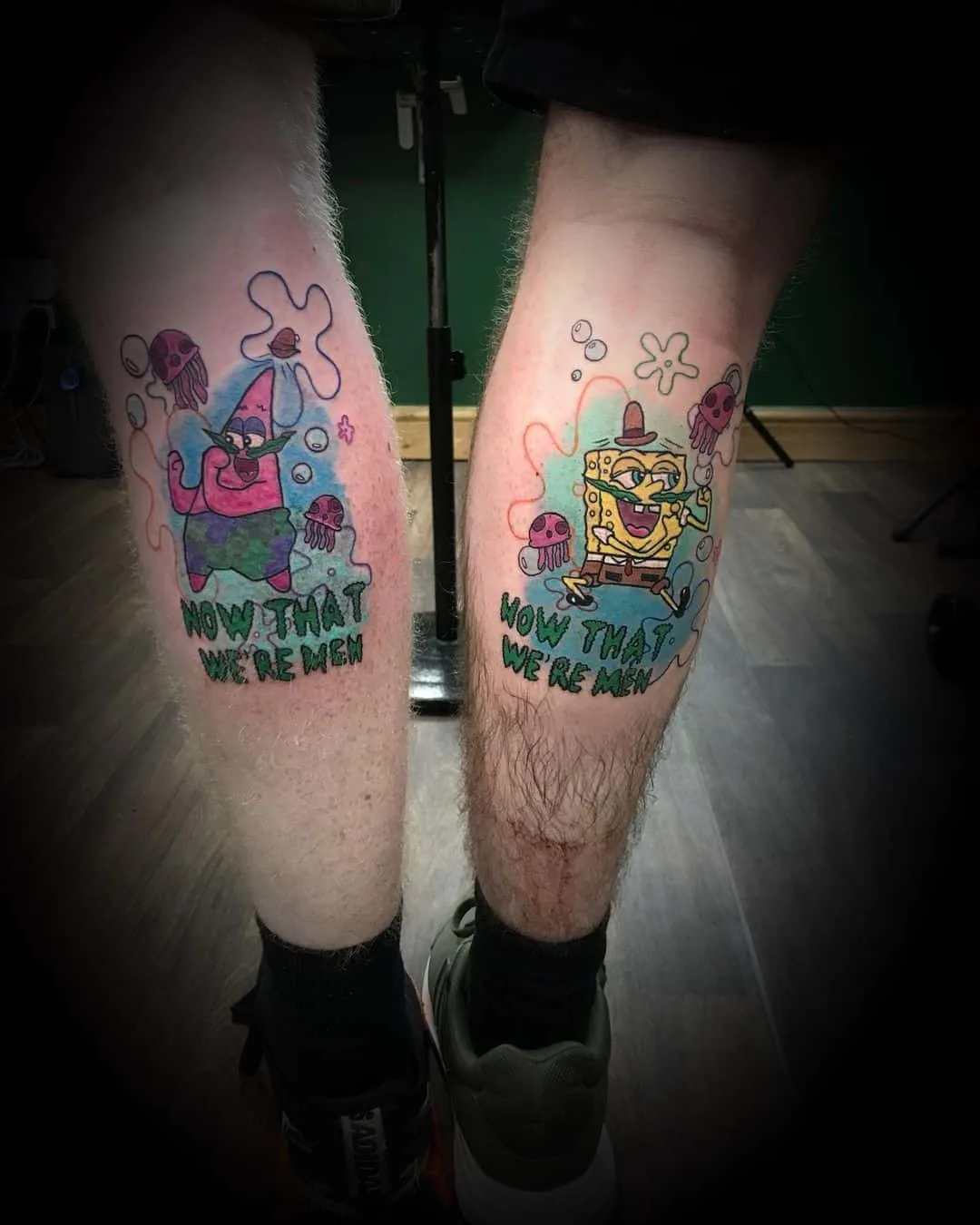 SpongeBob and Patrick cute bestie tattoo