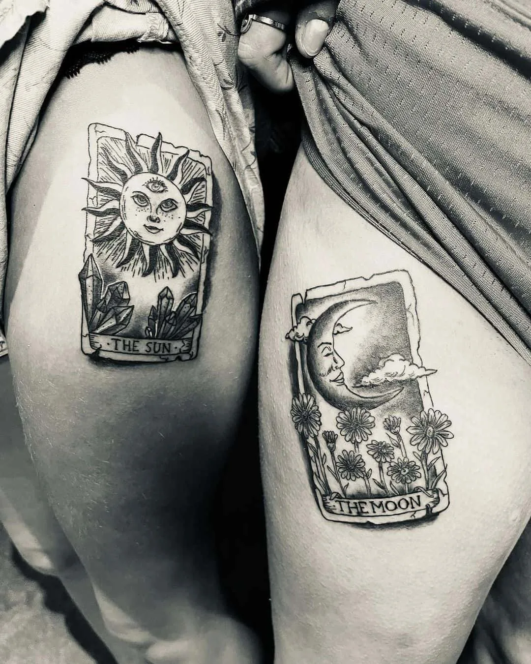 Sun and moon astrology matching besties tattoo