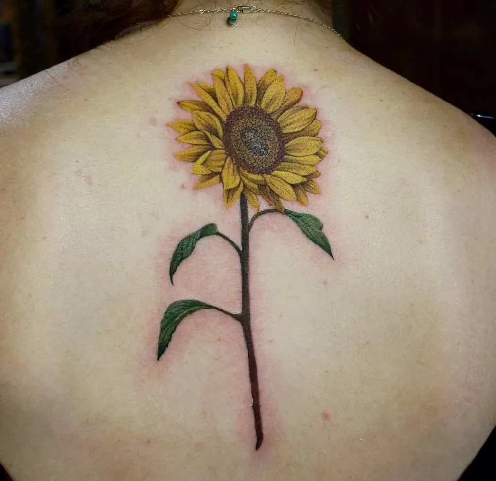 Sun flower spine tattoo