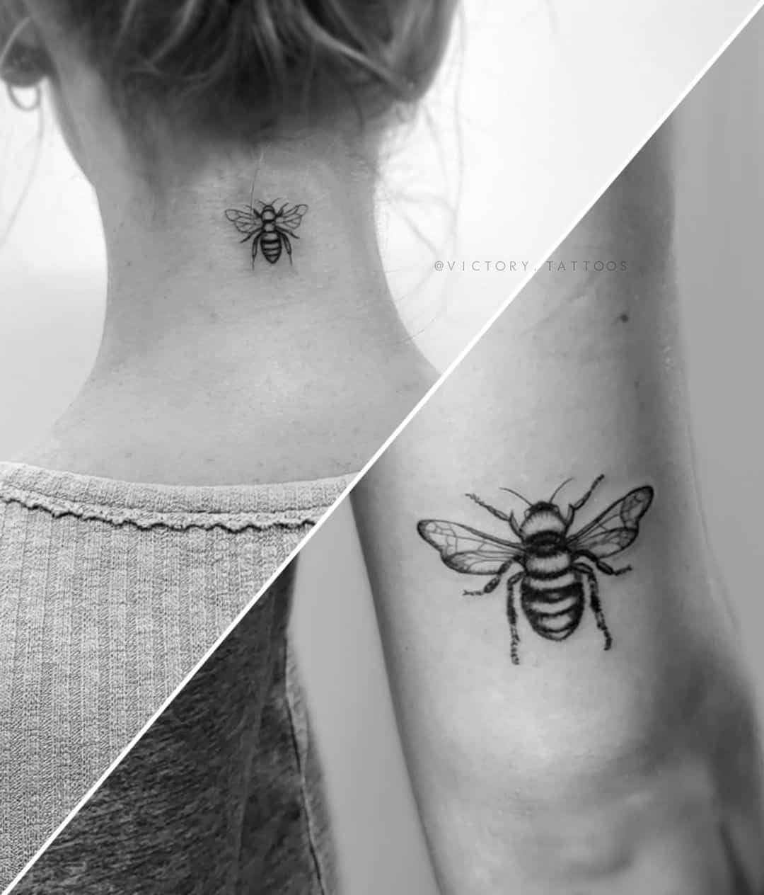 Sweet bee matching bestie tattoo designs