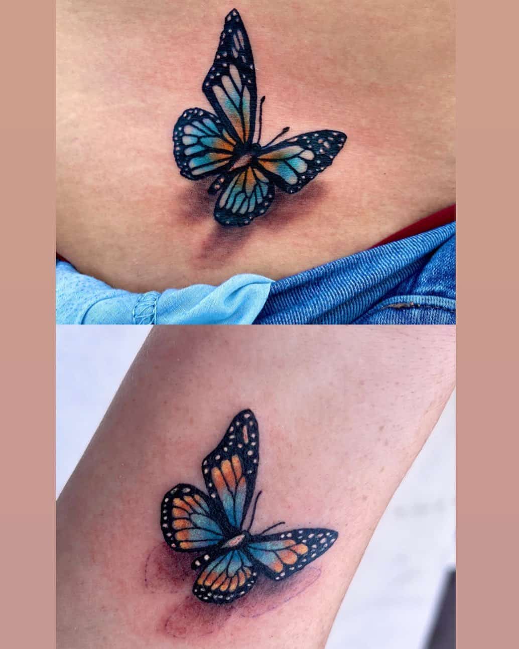 Sweet butterfly matching tattoos for girl best friends