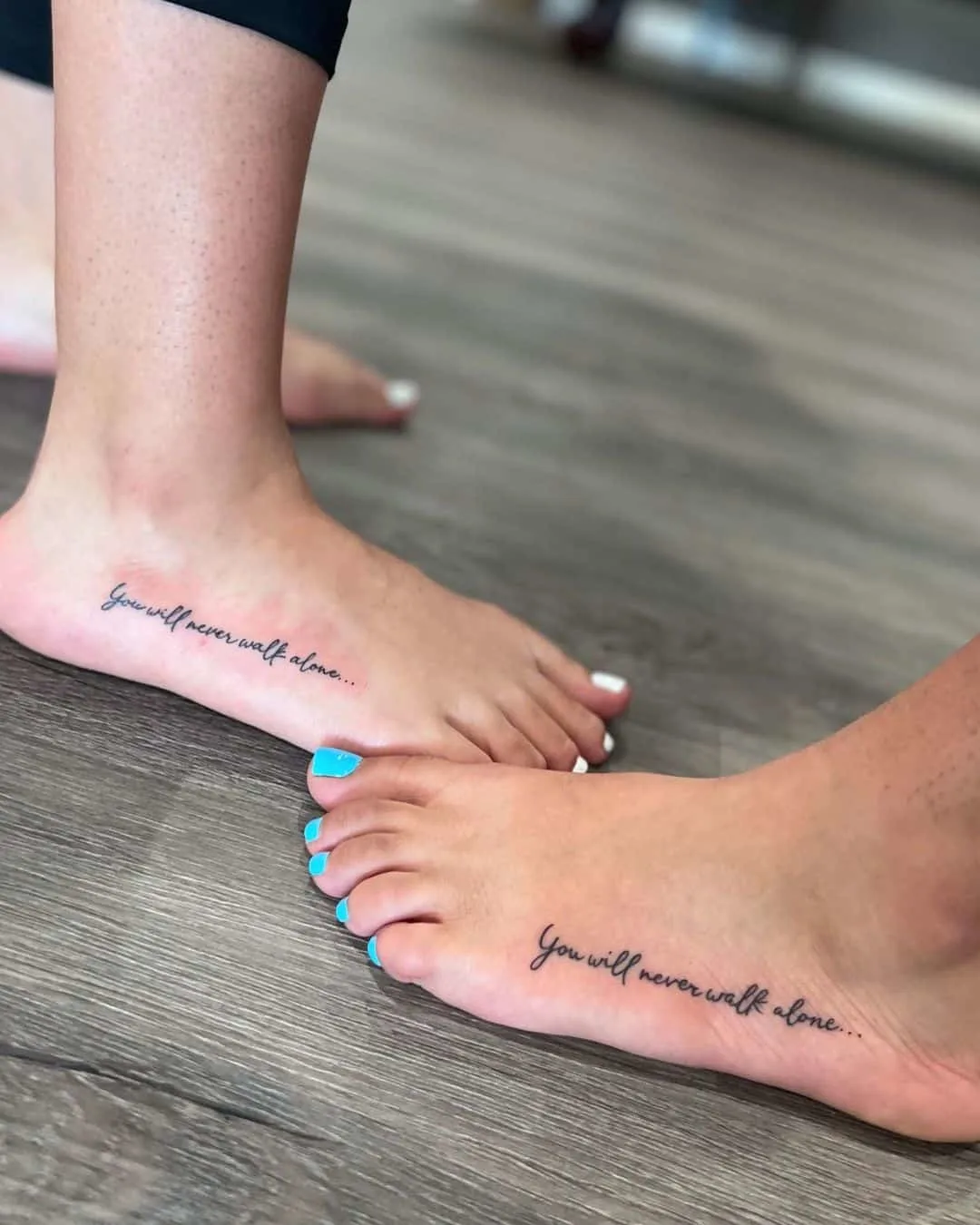 Sweet foot quote tattoo for besties