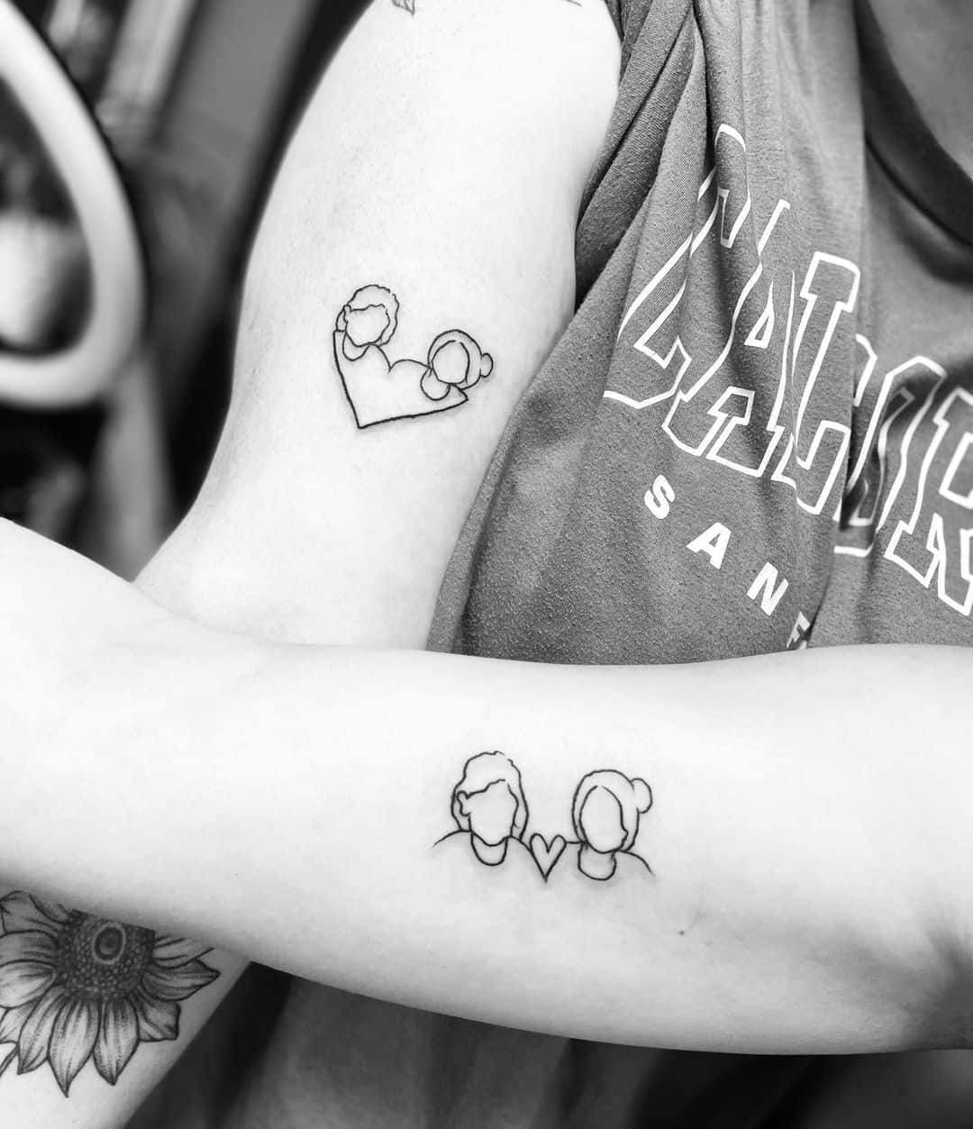 Unique girly heart bestie tattoo design