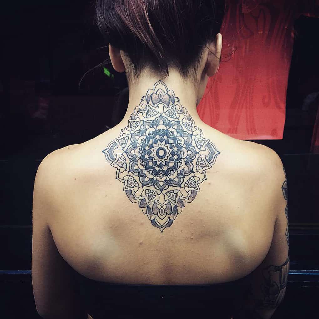 Vertical mandala tattoo