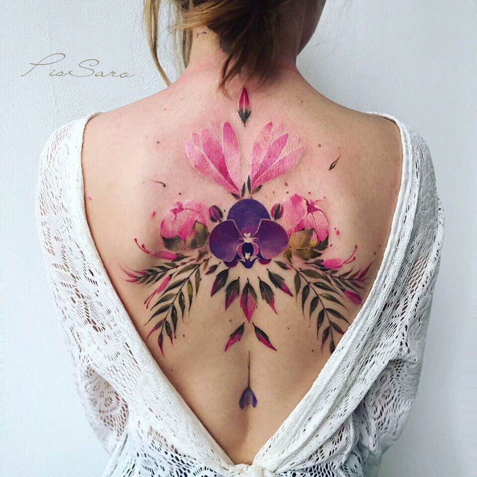 Vibrant floral tattoo