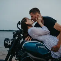 couple kitting on bike