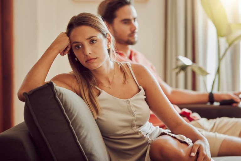 Unhappy, sad and annoyed couple after a fight