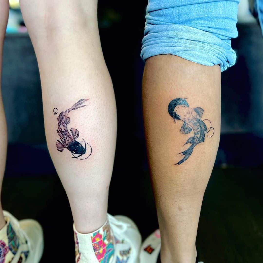 Yin and Yang koi fish super fun tattoo design