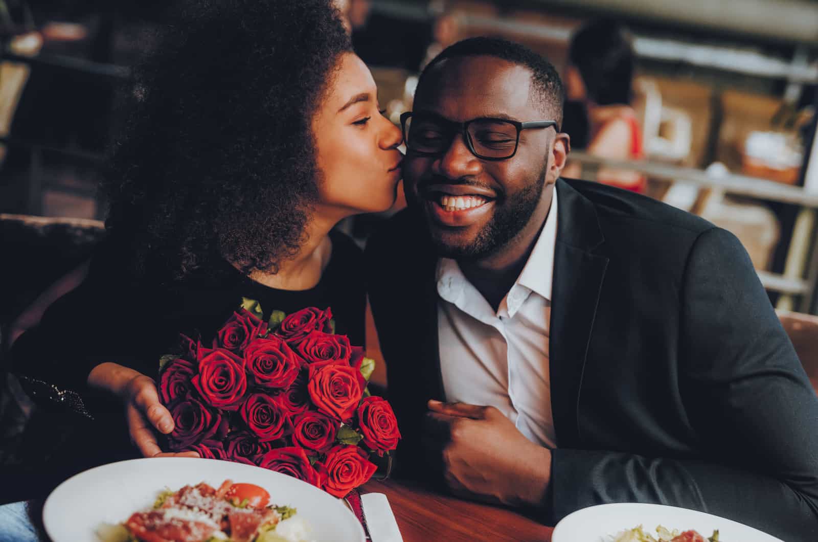 couple on date celebrating