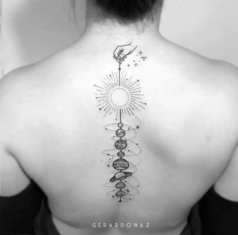 Cute spine tattoo