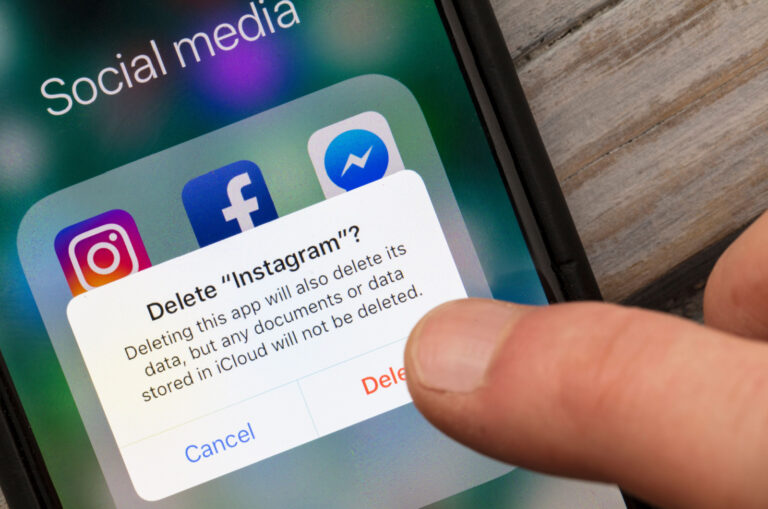 person deleting social media instagram