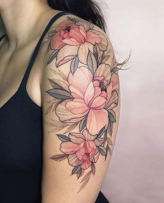 Floral women's unique arm tattoo