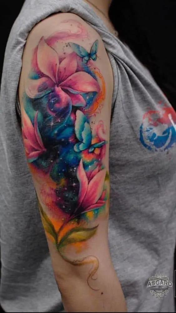 Galaxy half-sleeve tattoo for women