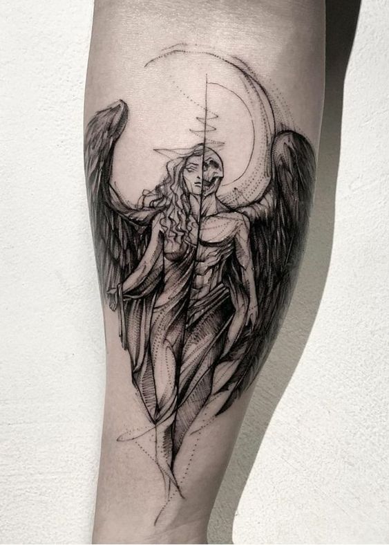 Good and evil wings half-sleeve design