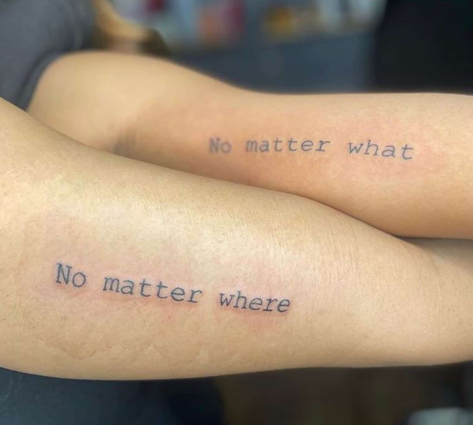 Não importa o quê, não importa onde tatuagem de citação