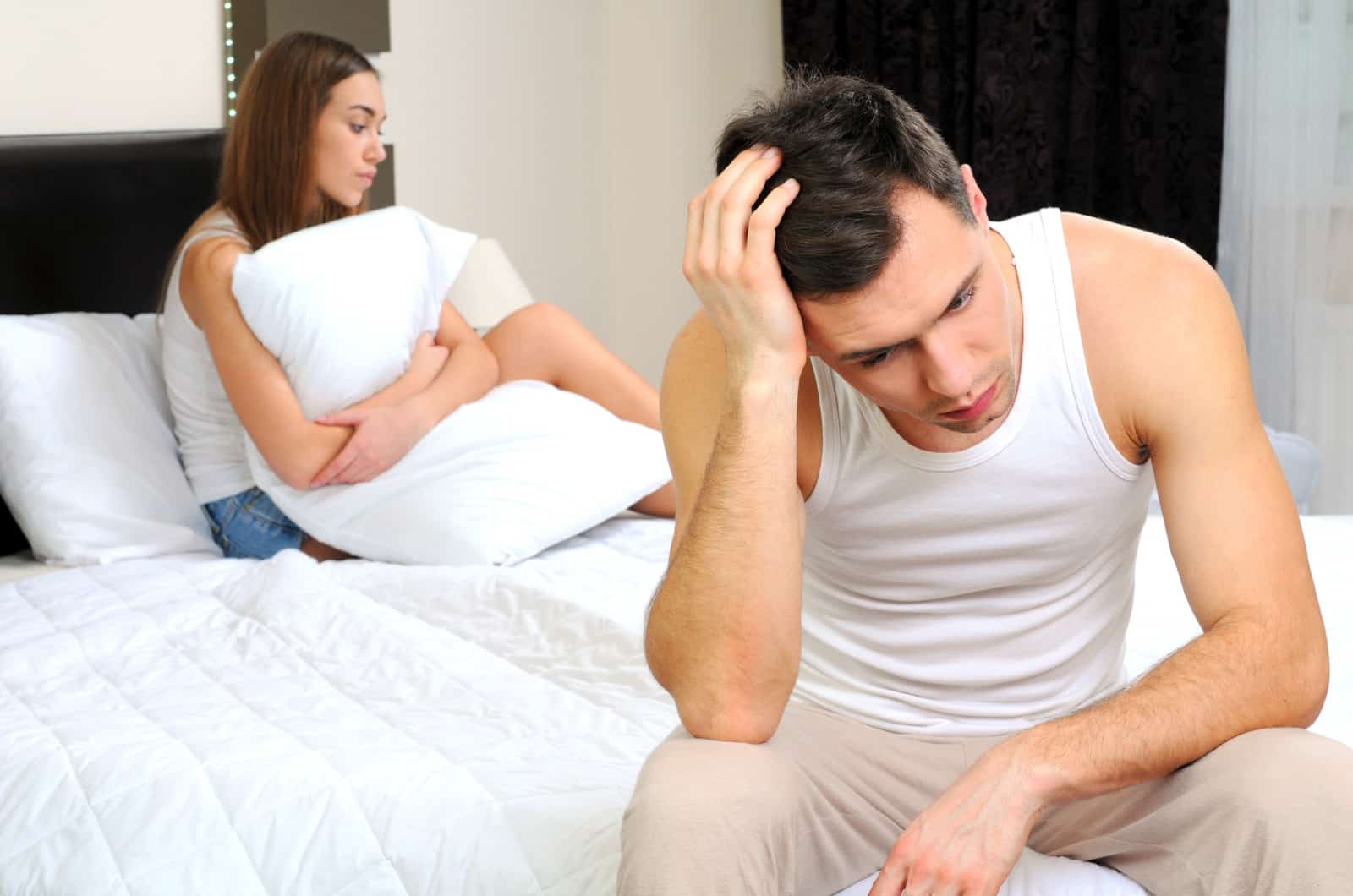 couple distant from each other which is a sexless marriage effect on husband