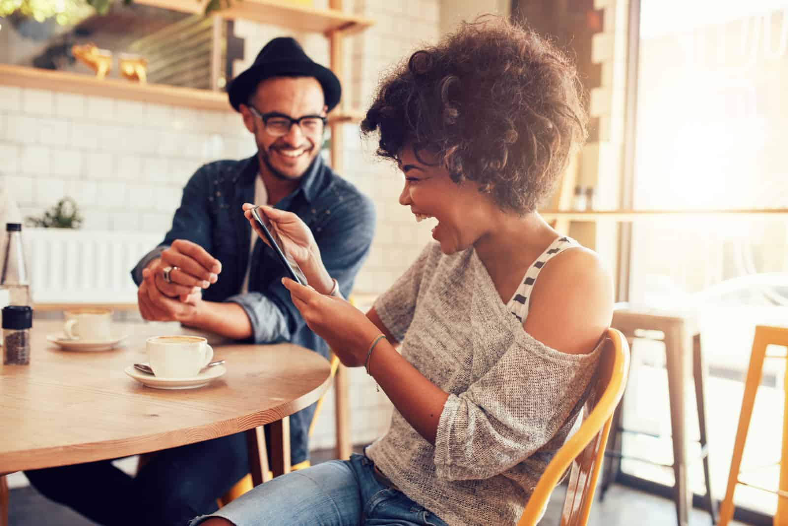 couple laughing together