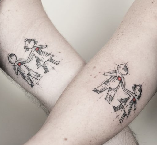 Brother and sister sketch tattoo