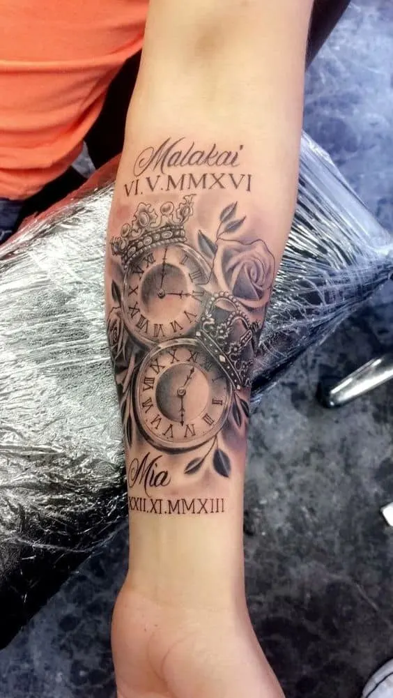 Clocks unique tattoo sleeves design
