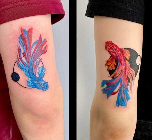 Colorful Yin and Yang tattoo